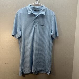 Travis Mathew Polo Shirt Men’s SZ M Performance Golf‎ Striped Blue Athletic Prep